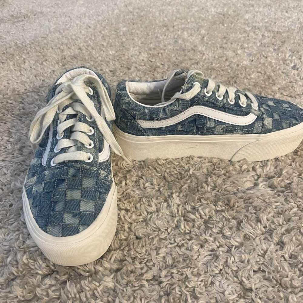 Vans Old Skool Platform Patchwork Denim Sneakers Size 6 - Picture 10 of 10